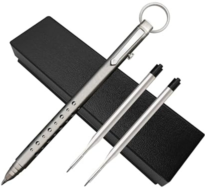 FloraVigo Stylo de poche EDC en alliage de titane, mini-stylo à bille, stylo métallique rétractable, stylo tactique, tactical pen, adapté à l'usage quotidien et à la signature