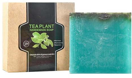 Teebaumöl Seife Stück - 100g Naturseife Gesichtsseife - Festes Duschgel für Gesicht und am Körper (1)