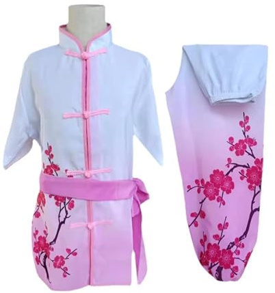 LIZHAYG Traje De Artes Marciales Ropa Tradicional de Wushu, Kungfu, Tai Chi, Disfraces, Uniformes de Artes Marciales for presentaciones escénicas for niños y niñas.(Pink,150cm)