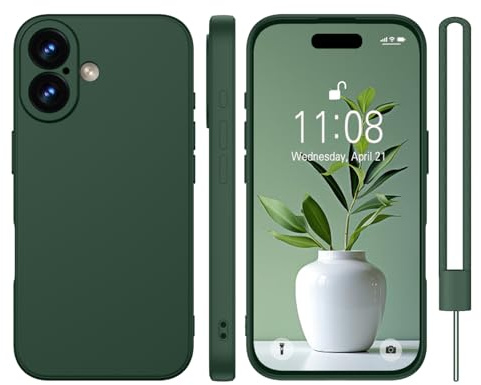 KPPIT for iPhone 16 Plus case silicone,for iPhone 16 Plus Phone case shockproof 6.7,Full camera coverage Military-Grade Protection 360°,Cangling Green