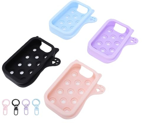 TARSHYRY Silikon-Händedesinfektionsspray-Etui mit Schlüsselanhänger, Niedliche Schutzhülle, Kompatibel mit 1 FL OZ/30 Ml Handsprühflasche (4-teiliges Set)