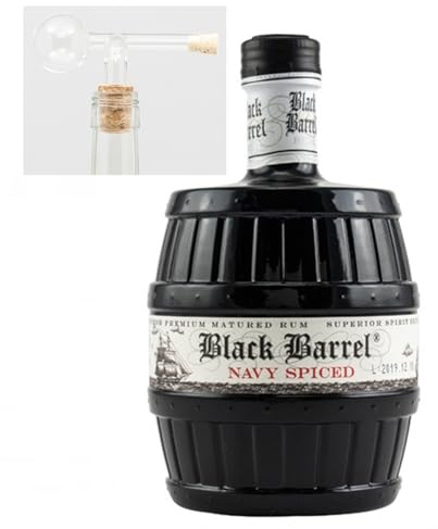 A.H. Riise Black Barrel Navy Spiced Rum mit Glaskugelportionierer zum feinen Dosieren