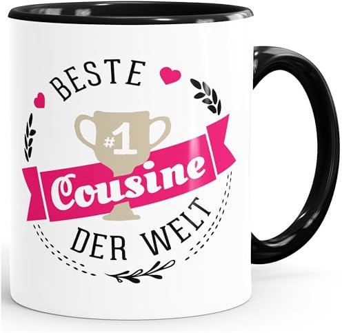 Kaffee-Tasse beste Cousine der Welt Geschenk für Cousine MoonWorks® schwarz unisize