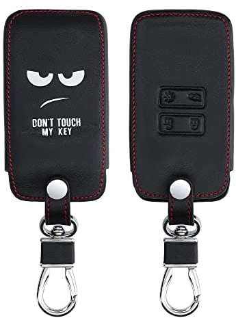 kwmobile Autoschlüssel Hülle kompatibel mit Renault 4-Tasten Smartkey Autoschlüssel (nur Keyless Go) - Kunstleder Schutzhülle Schlüsselhülle Don't Touch My Key Weiß Schwarz