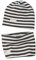 LACOFIA Baby Jungen Mädchen Beanie Mütze und Loop Schal Set Kinder Weiche 100% Baumwolle Strickmützen Kleinkind Hut und Kragen Schals Dunkelgrauer Streifen 3-7 Jahre