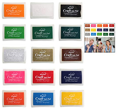 iwobi Tampons Encreurs, 15 Encreurs Couleurs pour Tampons Coussins Encreurs d'empreintes Digitales pour Peinture Scrapbooking