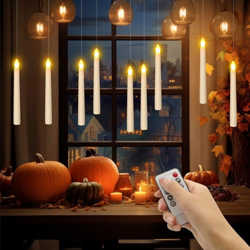 Ymenow LED Stabkerzen mit Timerfunktion Fernbedienung, 6 Stück Flammenlose Flackernde Batteriebetrieben Fensterkerzen für Wohnzimmer Weihnachten Dekoration