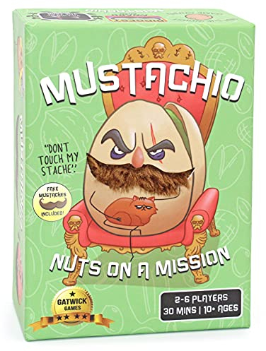 Gatwick Games Mustachio - Schnurrbärte jetzt enthalten, EIN Strategiespiel mit Tricks und Scheming Nuts, lustige Brettspiele für Teenager und Familienabend, Kartenspiel für 2–6 Spieler