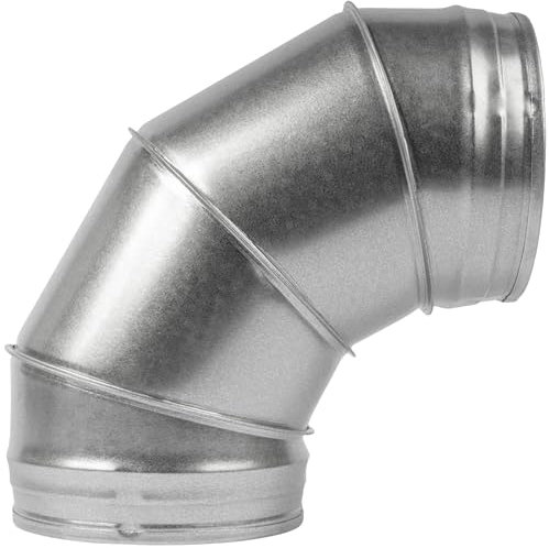 6'' Inch / 150mm 90 Degree Duct Connector - Galvanized Steel Elbow - Dryer Vent Pipe Bend - Metal Tube Joint for HVAC Ventilation