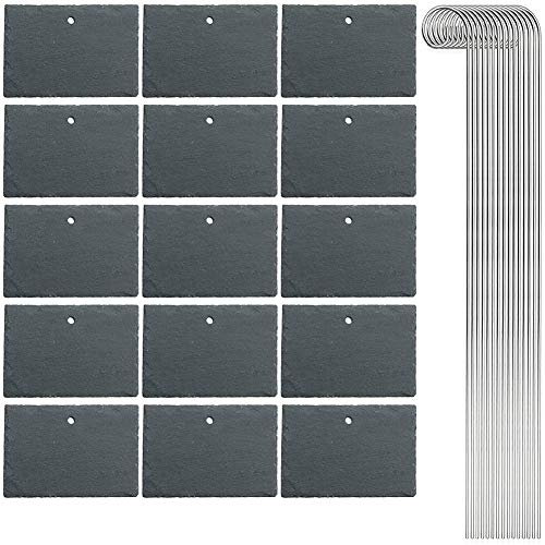 Camisin - Etichette per piante in ardesia per piante da giardino, etichette per aromatiche, accessori per serre, da giardino, 15 pezzi