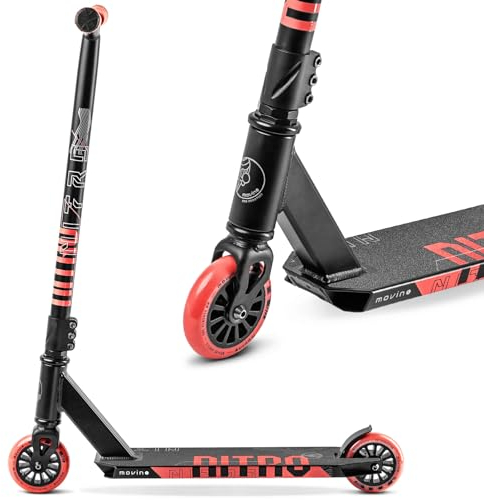 Movino Nitro Stunt Scooter Roller Professioneller Freestyle Trick Scooter für Jugendliche & Erwachsene ABEC9 Kickscooter mit 100mm Rad 6061 Aluminium-Deck Tragfähigkeit: 100 kg