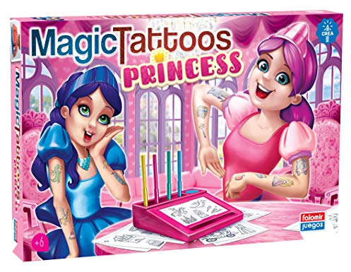 Falomir 31054 Dinosaurier Magische Prinzessinnen Tattoos. Brettspiel Basteln, bunt, M