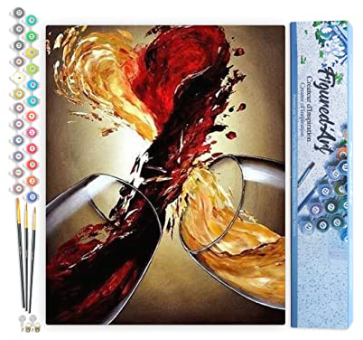 Figured'Art Peinture par Numéro Adulte Mélanges de Vins - Activité Manuelle Kit de Loisir Créatif DIY Numéro d'Art Complet - 40x50cm sans châssis en bois