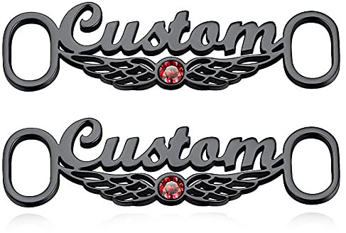 Custom4U Hebillas Nombres Personalizados para Cordones con Cristales Colorados Ala Angel Clip Negro Acero Inoxidable 316L Joyería Personalizable Regalo Cumpleaños Accesorios Calzado Deportivo