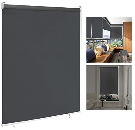 LARS360 Außenrollo Balkon Außenrollo Senkrechtmarkise Rollo Beschattung Balkonrollo Sichtschutzrollo Außensonnenschutz Sonnenschutz UV-Schutz (100 x 140 cm, Anthrazit)