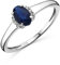 OROVI Schmuck Damen 0.03 Ct Diamant Verlobungsring Weißgold mit Edelstein/Geburtsstein natürlicher ovaler blauer Saphir und 6 Diamanten Brillanten Ring aus 9 Karat (375) Gold