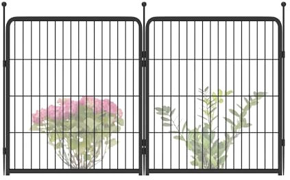 FXW Panneaux décoratifs de clôture de jardin, clôture pour chien pour cour, en métal robuste, 81,3 cm de haut, 1,4 m de long au total, noir