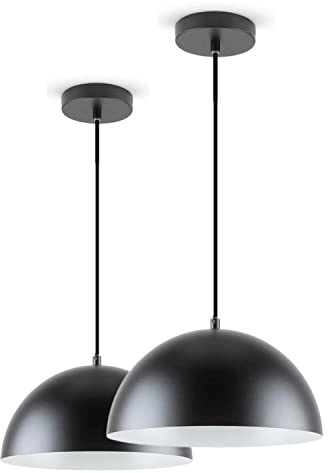 LED Universum 2er-Set Pendelleuchten Jada Schwarz Ø30cm x 125cm, E27 Fassung, max. 40W, Hängelampe, Hängeleuchte, Deckenlampe, Wohnzimmerleuchte, Kinderzimmerlampe, Metall