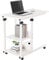 Dripex C Shaped Side Table, Height Adjustable Sofa Couch Bed End Table with Wheels, Rolling Bedside Computer Laptop Desk with 2 Tiers Storage Shelves for Living Room, Bedroom(White)