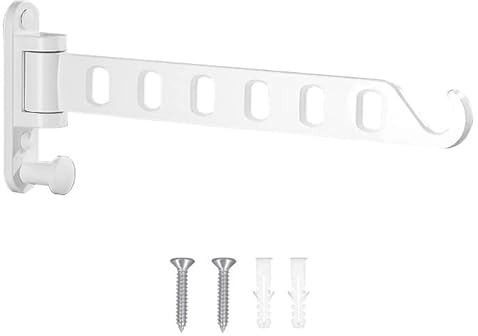 Lxoraziy Étendoir Mural, Patères Pliables, Rotation 180° Porte-vêtements Pliable Mural, Séchoirs à Linge Avec des Vis, pour Balcon, Buanderie, Salle de Bain