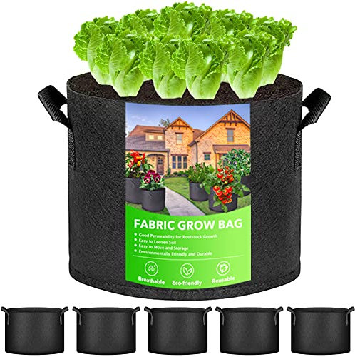 NMM Kartoffel Pflanzsack, 6 Stück 10 Gallonen (37.8 L) Tasche aus Vliesstoff Tomaten Pflanztaschen Mit 2 Stabilen Griffen Für Kartoffeln, Tomaten,Blumen, Pflanzen, Gemüs, Früchte (Schwarz)