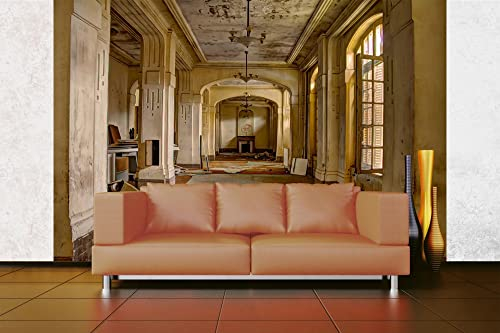 Vlies Fototapete KAMIN UND ALTE MAUERN 375 x 250 cm (inkl. Kleister) - Vlies Tapete, Wandtapete, Wandbilder - Tapete für Wohnzimmer Schlafzimmer, Büro, Küche - Montagefertig