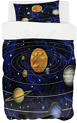 Zomer Bettwäsche Set 135x200 Bettwäsche 2tlg Weich Mikrofaser Bettbezug - 1 Bettdeckenbezug + 1 Kissenbezug 80x80cm mit Galaxie