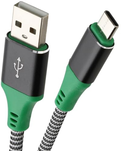 kenable USB C Charging Cable for Xbox Series S/X Wireless Controller | Braided Fast Charge Lead | 20AWG Copper | USB-A to USB-C | 0.5m Green Black
