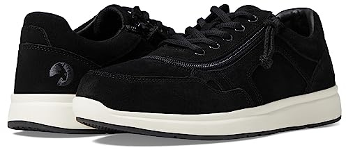 BILLY Footwear Comfort Jogger Shoes for Men - Faux Suede Leather Upper - Padded Collar - Mesh and PU Lining Black Suede 9.5 W