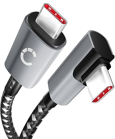 CELLONIC 100W USB C to USB C Cable, PD 3.1 Right Angle Fast Charging Cable Compatible with MacBook Pro/Air M2, iPad Pro 12.9/iPad Air/Mini 6, Samsung S24 S23 S22 S21/A13 A23 A33, Huawei, Xiaomi etc 1M