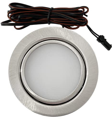 Rolux Möbel Einbauleuchte Emma 12V ultra flach 3 x 3W LED-Einbaustrahler 55mm Lochausschnitt 180lm mit LED Trafo, Mini Verteiler und 230V Zuleitung mit Schnurschalter