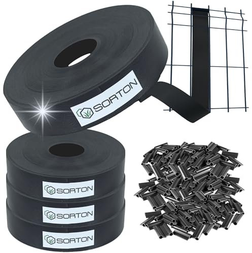 Sorton® Kit de Lamelles Occultation, Brise Vue Grillage Rigide pour Occultant Cloture, Bande Brise Vue Brise Vue PVC, Lamelle Occultante Grillage Rigide Bande Occultante 46MM x 280M+400Clips-RAL7016