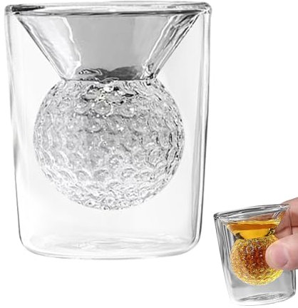 Ristyur Bicchieri da Golf, Tazza in Vetro da Golf,Bicchieri da Shot a Forma di Pallina da Golf - Bicchieri Piccoli in Vetro, Bicchieri creativi per Golfisti, Bicchierini per Vino da Uomo