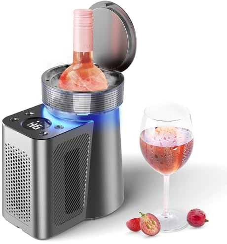 Electric Wine Chiller,Adjustable Temperature 2-20° and No Air-conditioning Spillage, Electric Wine Chiller with LED Lights & Digital Display Temperature, Physical Refrigeration, Retain Original Flavor