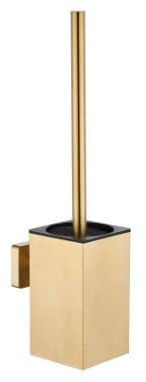 Toilet Brush and Holder, NSCMQSL Toilet Bowel Brush for Cleaning with Stainless Steel Handle,Space Saving for Storage Toilet Brush Wall Mount Square(Brushed Gold)