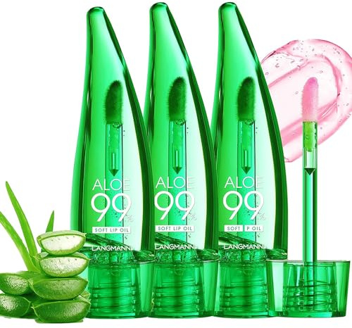 Aloe Vera Lippenstift, Aloe Vera Gel Farbwechsel Lipgloss Set für Lippenpflege und Trockene Lippen, Langanhaltender Nährender Getönter Lippenbalsam Set (3 Stück)