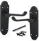 Betley Butterfly Epsom Door Handle Latch Victorian Scroll Lever - Matt Black for Home and Office Wooden Doors 170mm x 40 mm