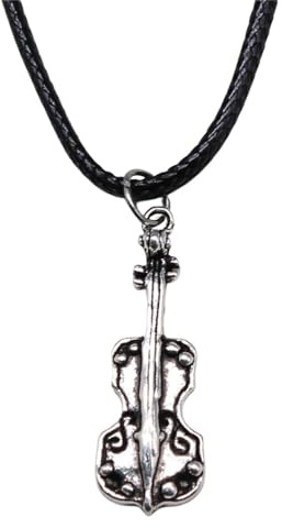 XLTEAM Lässige Halskette Anhänger Imitation schwarz Leder Seil Kette Halskette Cello Anhänger Party Schmuck Geburtstagsgeschenk