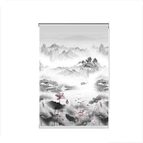 Thermo-Verdunkelungsrollo für Heimbüro, Rollo, gemustert, Schattierungsvorhang, Verdunkelungsvorhang, Fensterrollo mit Beschlägen (130 x 200 cm, Stil F)