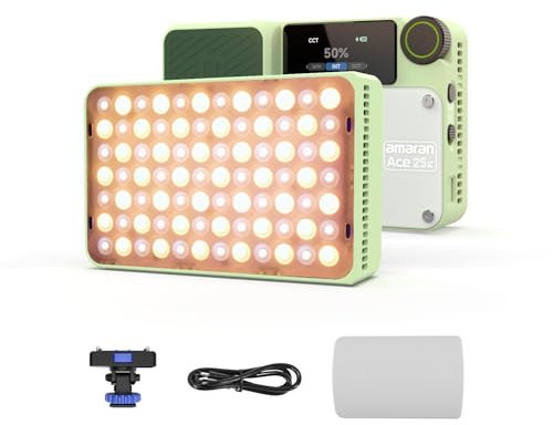 Amaran Ace 25x Bi-Color LED-Licht, 32W On-Camera-Videolicht, 2700K-6500K, 6320 Lux @ 0,5m, USB-C-Schnellladung, Magnetische Befestigung, 9 Lichteffekte, Drahtlose amaran-App-Steuerung - Green