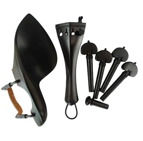 Raccords De Violon Pour Débutant Ensemble Complet De Pièces De Violon Accessoires En Ébène Taille 4/4 Mentonnière Cordier Chevilles Piquet(Ebony wood A)