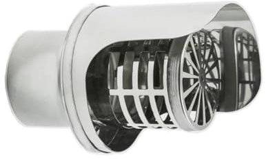 ALLINOX Terminale Scarico Fumi Pellet Orizzontale Acciaio INOX AISI 304 Per Canna Fumaria Protezione A Becco Con Griglia (DN 80)
