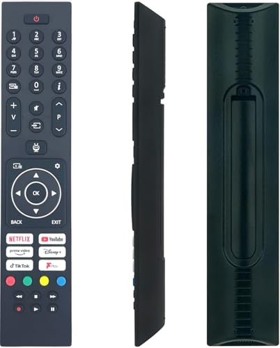Genuine Replacement RC45137T TV Remote Control Compatible For Bush 43FT24CA 40FT24CA 32FT24CA 32HT24CA 24HT24CA Smart Full HD HDR10 LED TV and works for Logik RC43137 L32SHE22 With Tik Tok Button