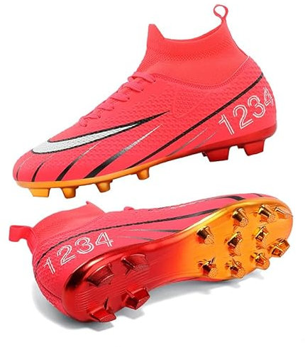 TRECERO Fußballschuhe für Herren Profisportschuhe, AG Herren- und Damenfußballschuhe, TF-Trainingsschuhe, galvanisierte Sohlen für Jugendliche, Studenten und Kinder (rot T,36)