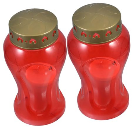 MILISTEN 2 Piezas Vela Electronica Luz De Vela Eterna Rasgar Velas De Lápida Luces De Cementerio Para Soporte De Linterna Conmemorativa Luz Eterna Rojo Perla De La Lámpara Led