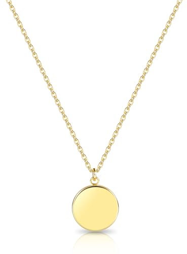 ALEXCRAFT Gold Halskette für Damen, Gold Kette Damen Runder Anhänger Halskette Verstellbarer Lange Halskette Zarte Personalisierte Halskette Schmuck für Damen