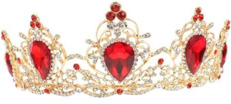 1 Stück Krone Exquisite Braut Kopfschmuck Retro Dekor Prinzessin Stirnband Mädchen Brautschmuck für Stil Braut Krone Stirnbänder für Frauen Royal Alloy Red