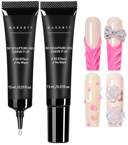 Makartt 3D Gel Nail Art - Rhinestone & Nail Charm Glue für 3D Gel Nail Art, Nagel Carving, DIY Nageldesign und Sculpting 2Psc 15ML