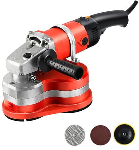 POGOAO 3000W Ponceuse à béton 2800 TR/Min avec 6 réglages de Vitesse, polisseuse de Sol avec 3 disques de meulage différents, ponçage sans Couture à 90°, pour Couper, meuler, polir