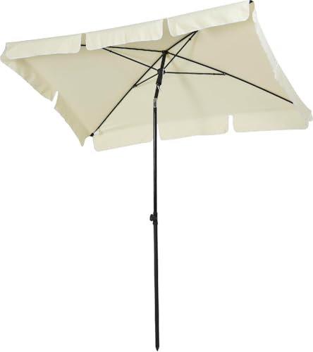DECHOME - Ombrellone da Giardino Rettangolare 2x1.3 mt in Alluminio Telo in Poliestere colore Crema
